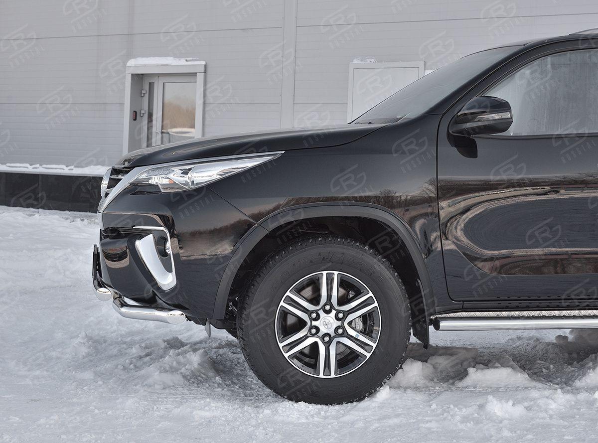 Защита переднего бампера d57/57 на Toyota Fortuner 2017, Slitkoff TFZ-002881