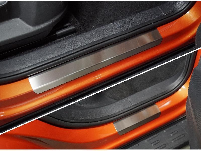 Накладки на пороги (лист шлифованный) 4шт для автомобиля Volkswagen Taos 2021-,TCC Тюнинг ,арт. VWTAO21-03