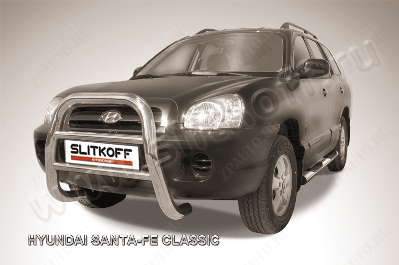 Кенгурятник высокий d76 Hyundai Santa-Fe Classic (2000-2012) , Slitkoff, арт. HSFT002