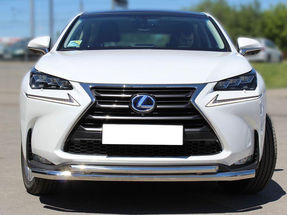 Защита переднего бампера радиусная двойная d-60+43 для Lexus NX 2014, Технотек LNX_1.1