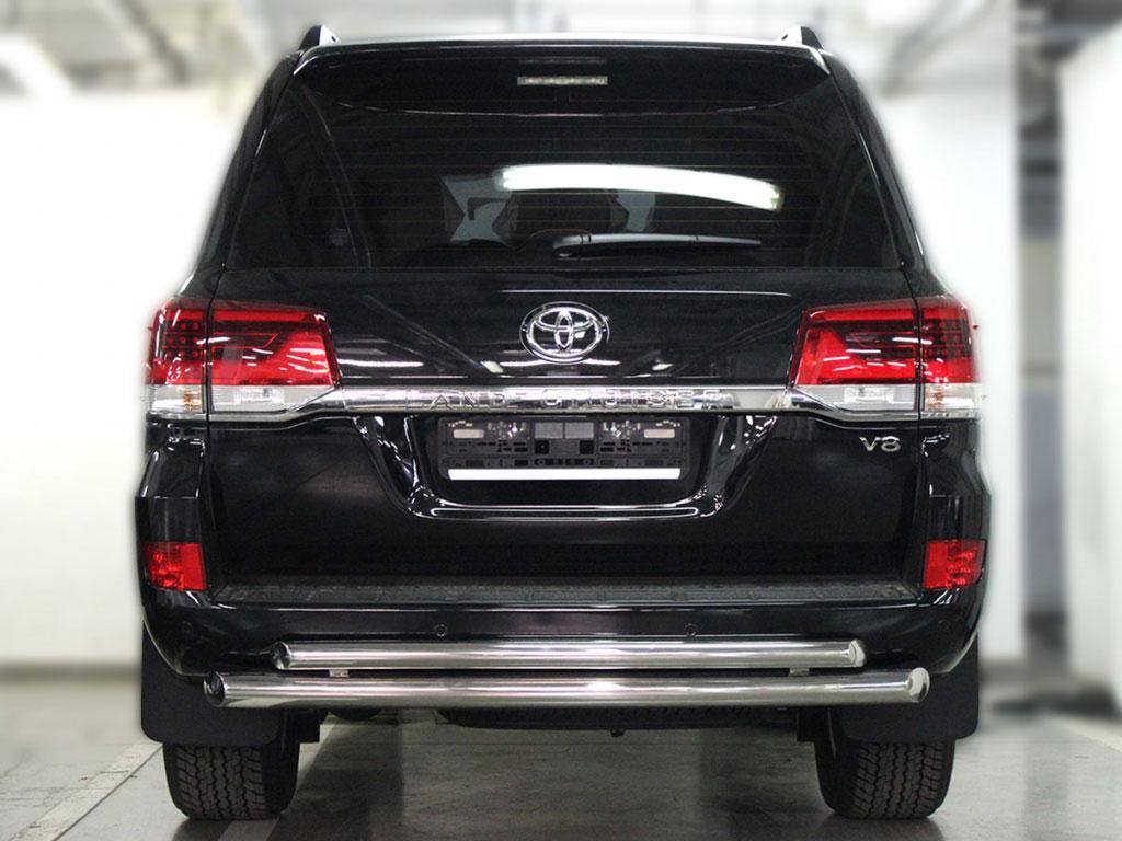 Защита заднего бампера радиусная двойная d76/60 на Toyota Land Cruiser 200 2015 (Тойота Ленд Крузер 200 2015), Технотек LCN2015_13