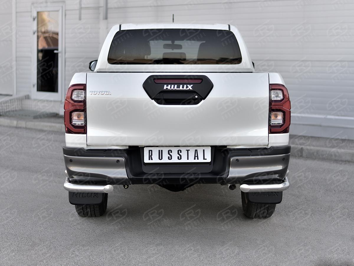 TOYOTA HILUX 2020- Защита заднего бампера уголки d57 секции-d57 прямая THZ-003505