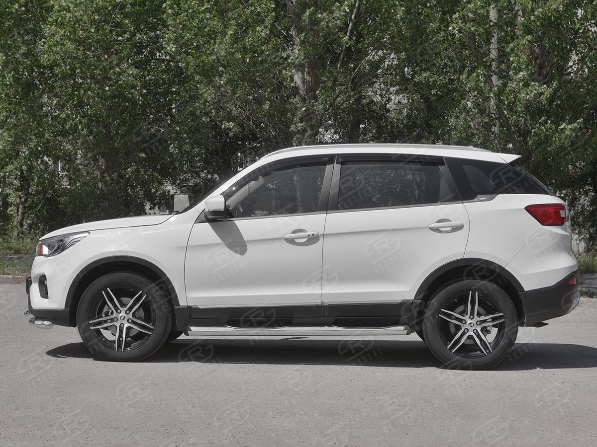 Пороги труба d76 с накладкой  для автомобиля Lifan X70 2018, Slitkoff LF7T-0032881