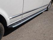 Пороги алюминиевые с пластиковой накладкой (карбон серые) 2520 мм для автомобиля Volkswagen Caravelle 2017- TCC Тюнинг арт. VWCARAV17LONG-16GR