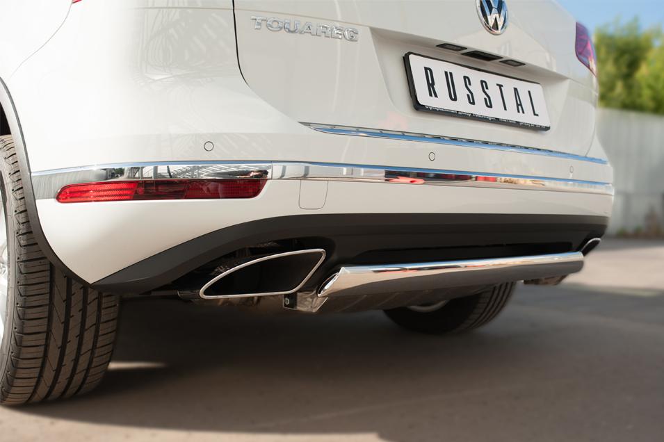Защита заднего бампера d75х42 для Volkswagen Touareg 2014, Slitkoff VWTZ-002134