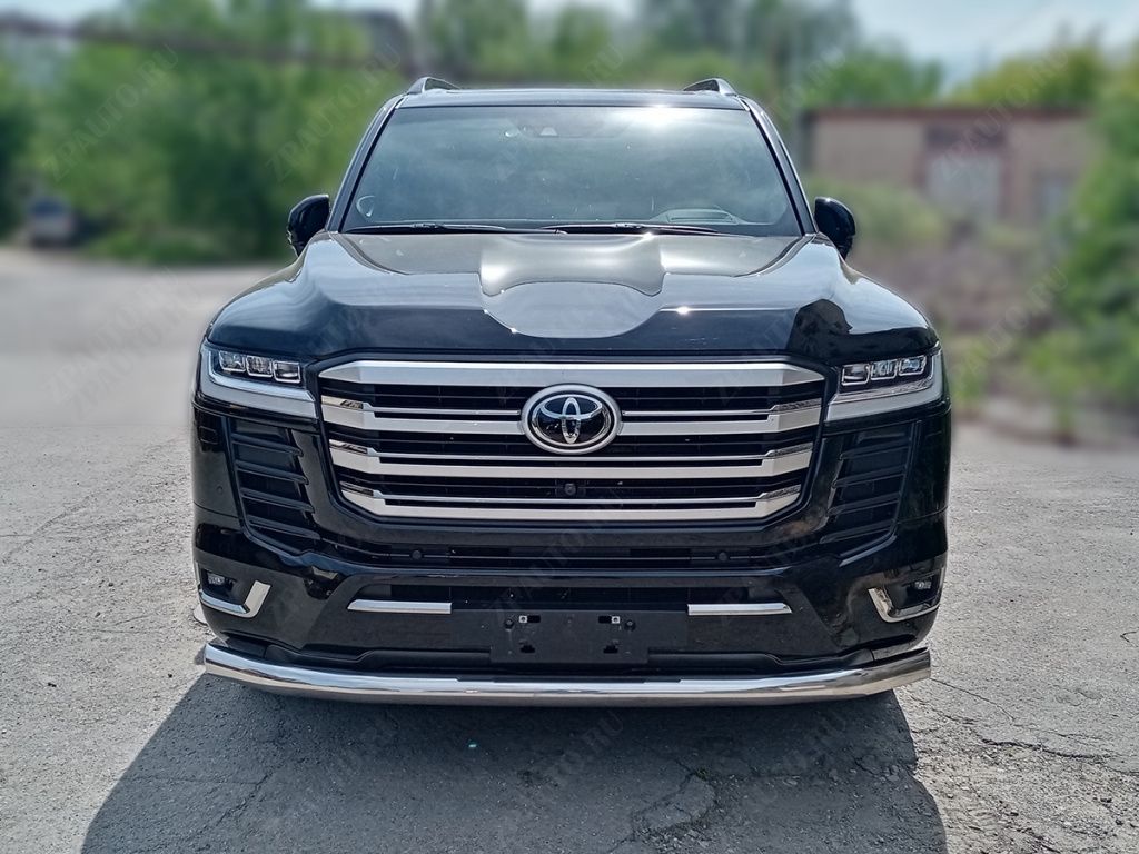 Защита переднего бампера радиусная d-76 с подгибами для автомобиля Toyota Land Cruiser 300 2021-наст.вр. арт. LCN300_4.2, Технотек