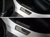 Накладки на пороги внешние и внутренние (лист шлифованный надпись) для автомобиля Hyundai i40 2011-2018