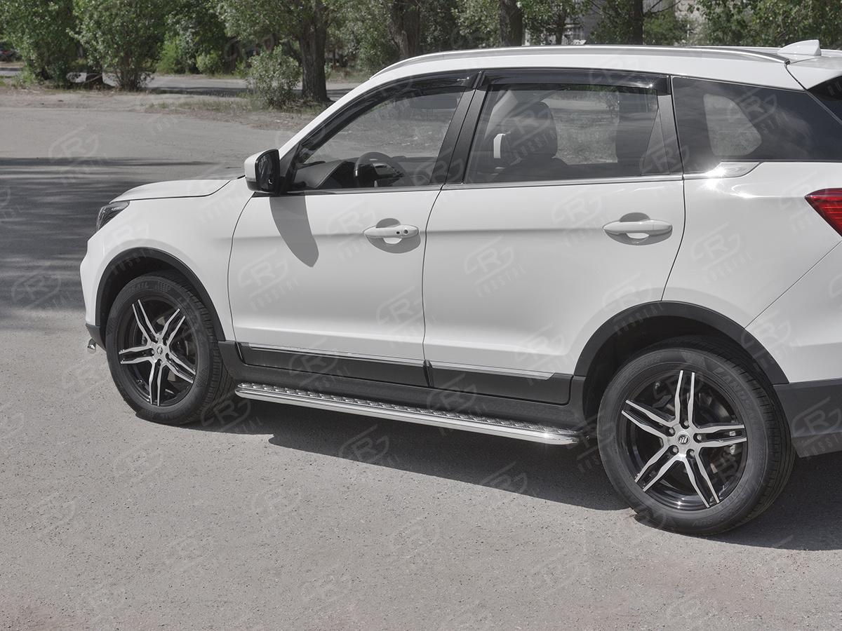 Пороги труба d42 с листом (Лист алюм, проф.сталь)  для автомобиля Lifan X70 2018, Slitkoff LF7L-0032862