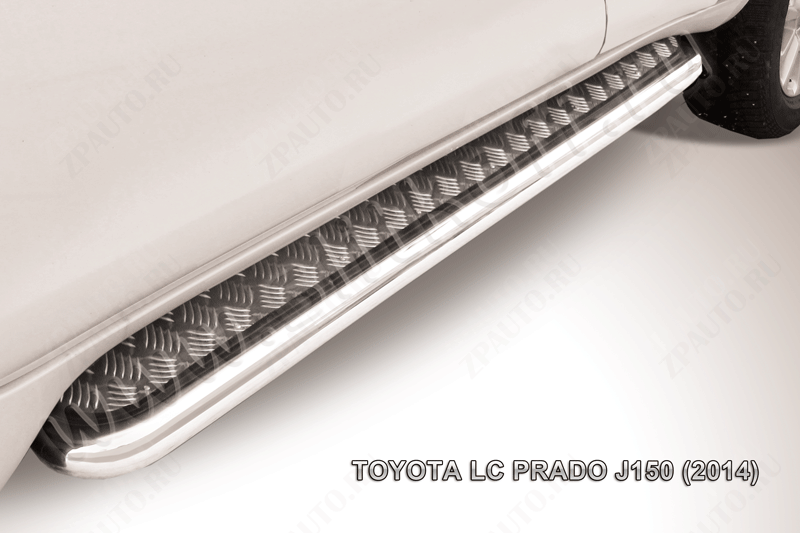 Защита порогов d76 с листом усиленная Toyota Land Cruiser Prado J150 (2013-2017) , Slitkoff, арт. TOP14-008