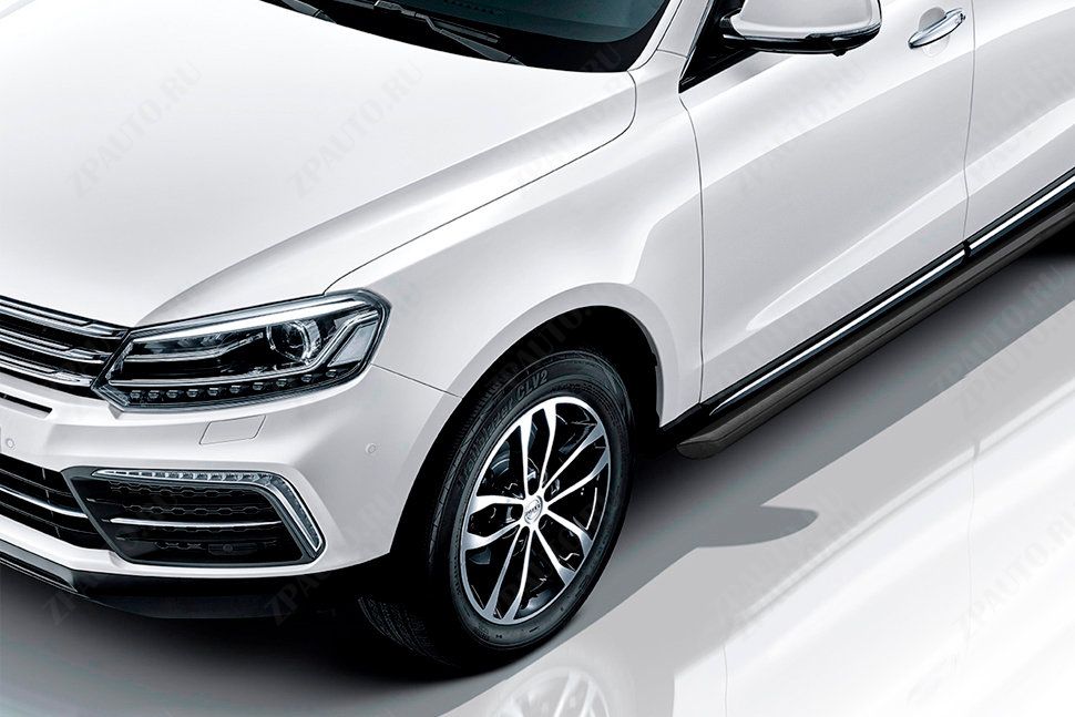 Защита штатного порога d57 труба черная Zotye Coupa (2013-2023) , Slitkoff, арт. ZOTCOP-006B