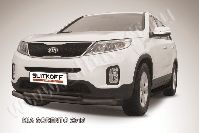 Защита переднего бампера d76+d57 двойная черная Kia Sorento (2012-2021) , Slitkoff, арт. KS13-001B