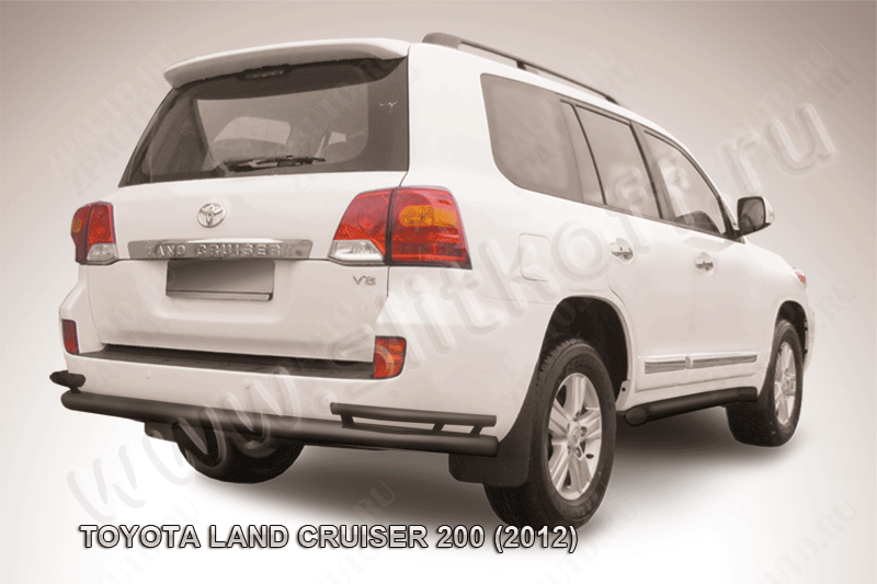 Защита заднего бампера d76 черная Toyota Land Cruiser 200 (2012-2015) , Slitkoff, арт. TLC2-12-019B