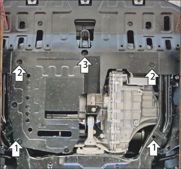 Защита стальная Мотодор (Двигатель, Коробка переключения передач), 2 мм,  для Changan Eado Plus  2020- арт. 77207