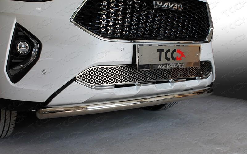 Защита передняя нижняя (короткая) 60,3 мм для автомобиля HAVAL F7 2019- (1,5 л., 4WD) TCC Тюнинг арт. HAVF719-19