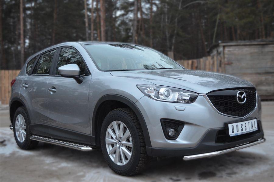Пороги труба d42 с листом для Mazda CX-5 2011, Slitkoff M5L-001138