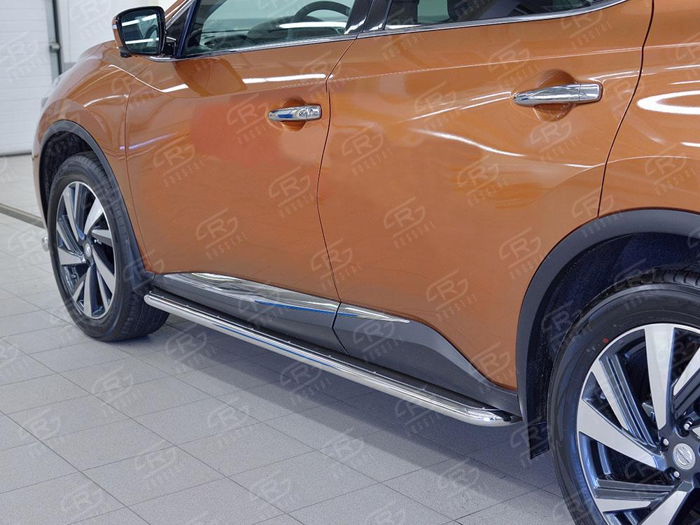 Пороги труба d42 с листом вариант 3 для Nissan Murano 2016, Slitkoff NMUL-0024093