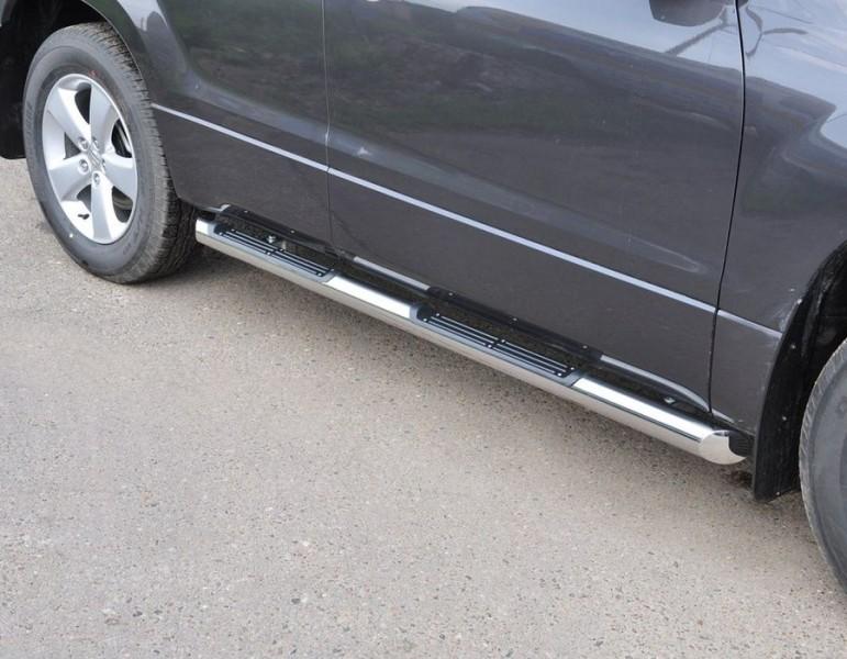 Пороги труба d76 с накладками вариант 1 для Suzuki Grand Vitara 5d 2008, Slitkoff SNT-0010291