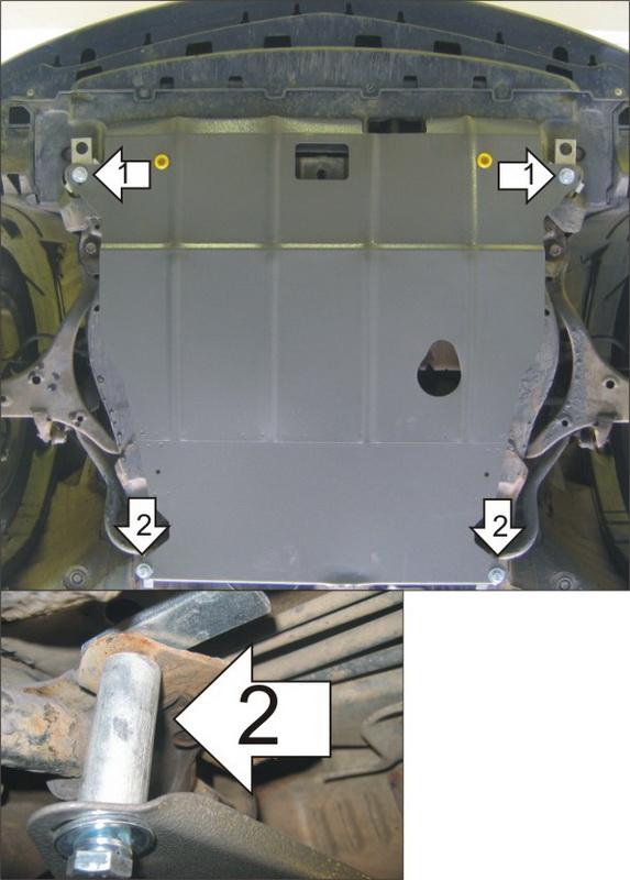 Защита стальная Мотодор (Двигатель, Коробка переключения передач), 2 мм, Сталь для Honda Civic VII 2001-2005 арт. 00810