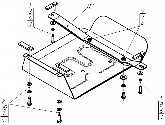 Защита стальная Мотодор (Задний дифференциал), 2 мм,  TANK 700  2024- арт. 73123