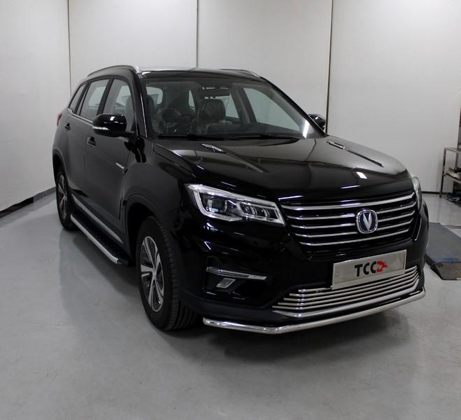 Пороги алюминиевые с пластиковой накладкой 1720 мм для автомобиля Changan CS75 FL 2020 арт. CHANCS7520-24AL