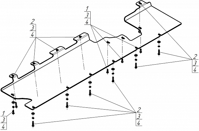 Защита алюминиевая Мотодор (Силовые провода, Топливные Трубки), 4 мм,  Li L9  2024- арт. 349912