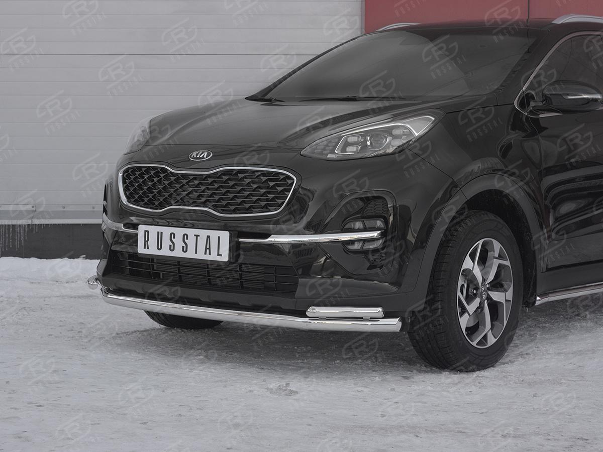 Защита переднего бампера d57 секция d42 уголки KSZ-003185 для автомобиля KIA SPORTAGE 2018-, Slitkoff