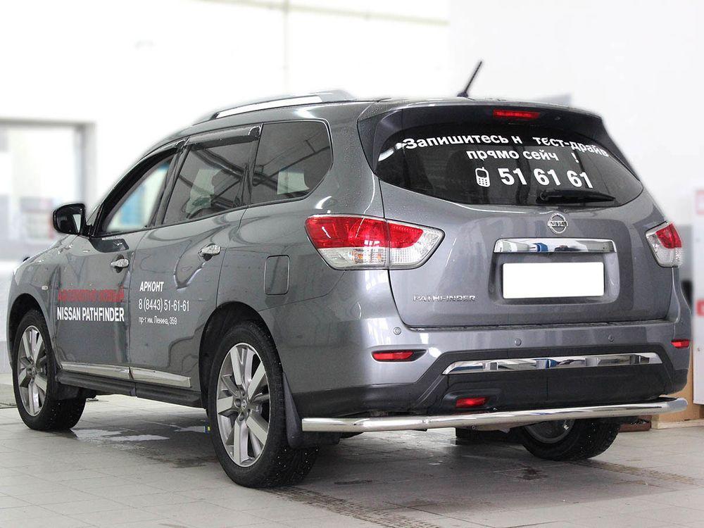 Защита заднего бампера полноразмерная d-60 для Nissan Pathfinder 2014, Технотек NP14_3.2