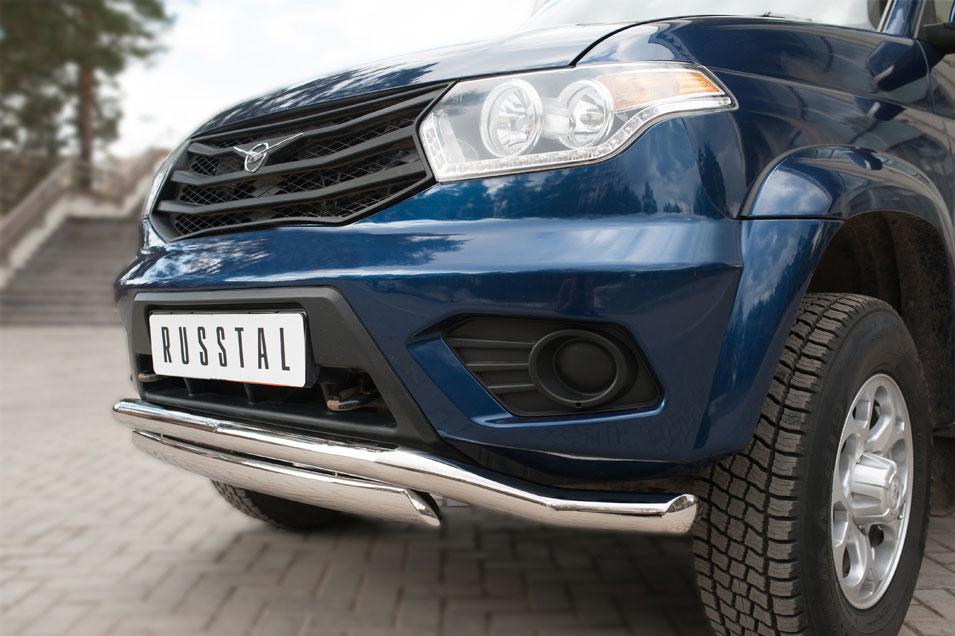 Защита переднего бампера d57 волна d75х42 для UAZ Patriot 2014, Slitkoff UPZ-002064