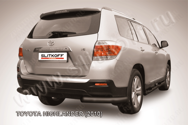 Уголки d76 черные Toyota Highlander (2010-2013) , Slitkoff, арт. THI014B