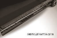 Защита порогов d76 с проступями черная Chevrolet Captiva (2013-2016) , Slitkoff, арт. CHCap13-006B