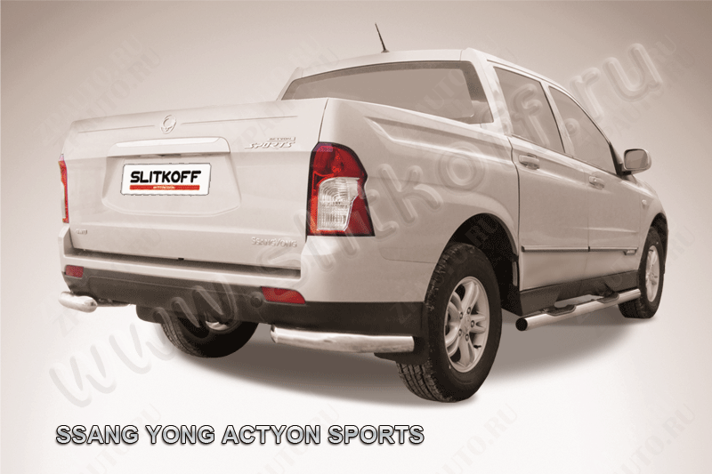 Уголки d76 SsangYong Actyon Sport (2012-2016) Black Edition, Slitkoff, арт. SYAS015BE