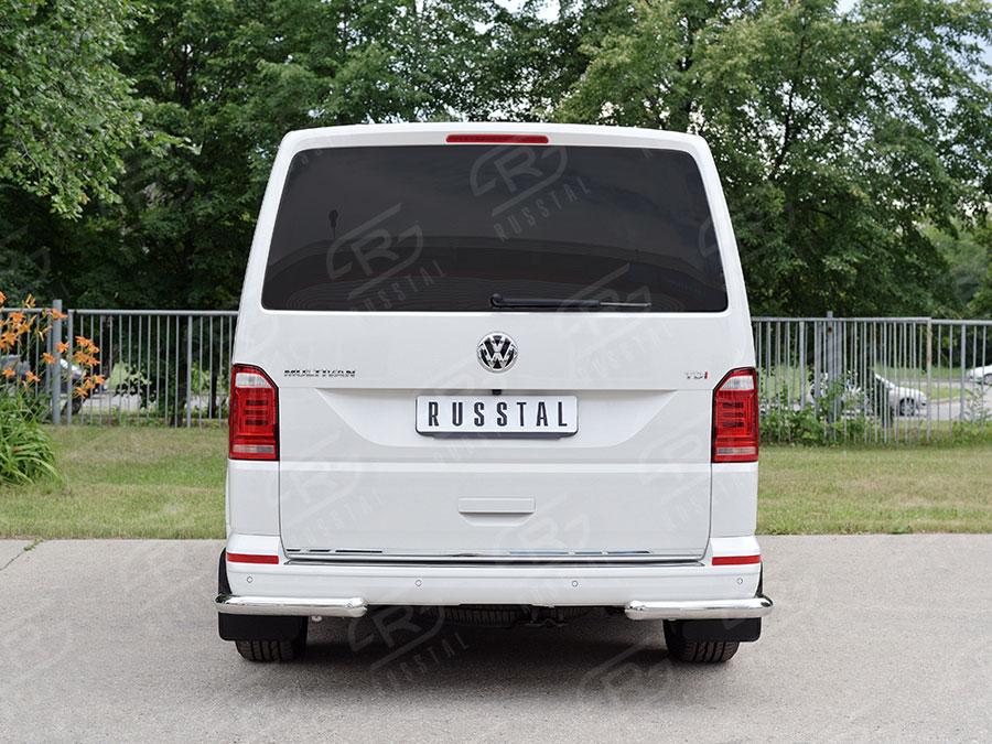 Защита заднего бампера уголки d57 Volkswagen Transporter T6 2015 Caravelle/Multivan короткая база, Slitkoff VCTZ-002323