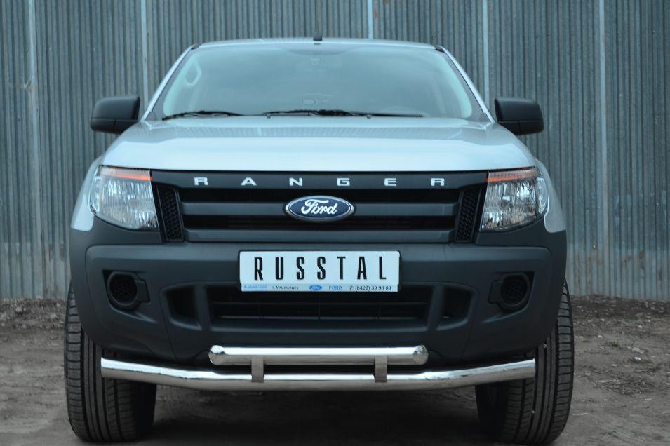 Защита переднего бампера d76/57 с декор элементами для Ford Ranger 2012, Slitkoff FRZ-001302