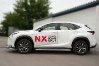 Пороги труба d42 с листом вариант 2 для Lexus NX 200t 2014 F Sport, Slitkoff LNXT-0021402