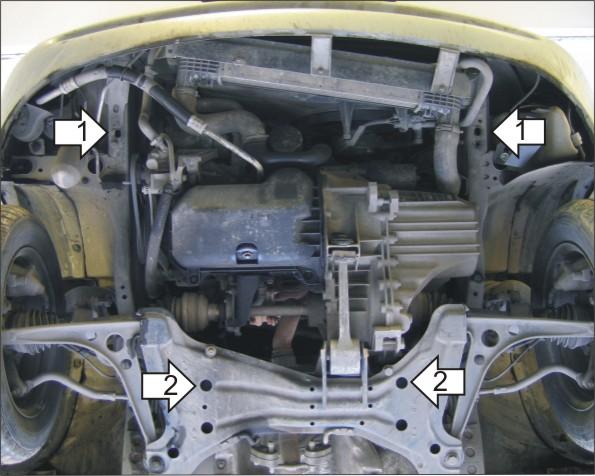 Защита стальная Мотодор (Двигатель, Коробка переключения передач), 2 мм, Сталь для Volkswagen Sharan 1995-2000 арт. 02705