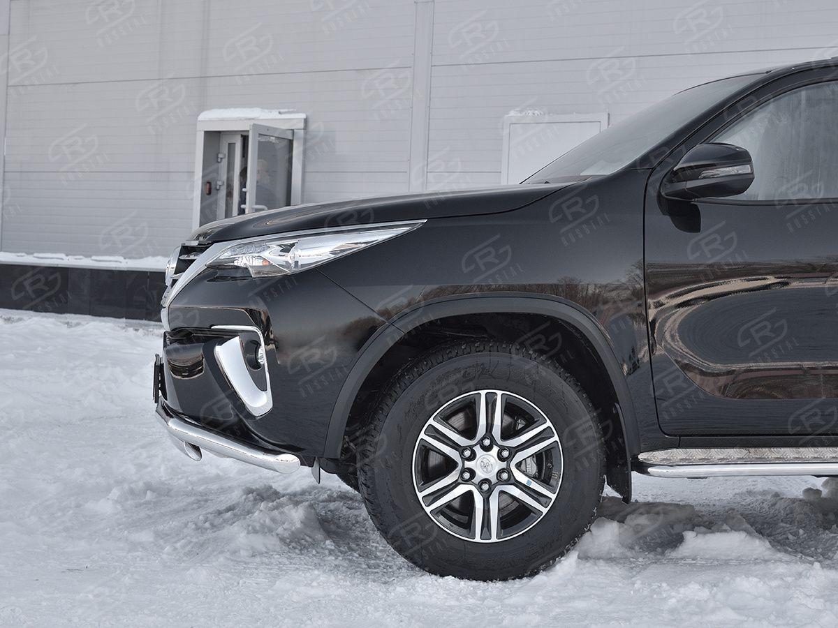 Защита переднего бампера d57 волна d75х42 на Toyota Fortuner 2017, Slitkoff TFZ-002877