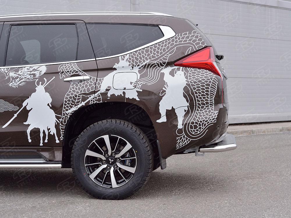 Защита заднего бампера d57 с листом вариант 3 для Mitsubishi Pajero Sport 2016, Slitkoff MPJSZ-0024873