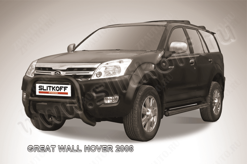 Кенгурятник низкий d76 черный Great Wall Hover (2005-2010) , Slitkoff, арт. GWHN002B