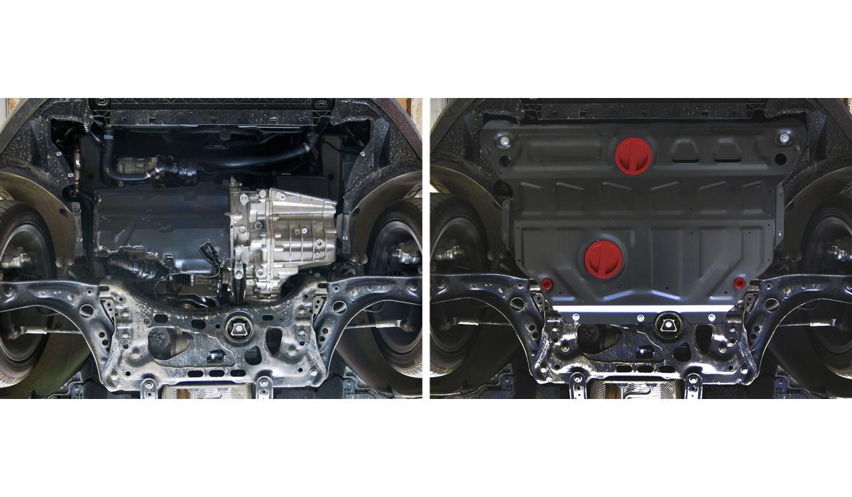 Защита картера и КПП АвтоБроня (увеличенная) для Skoda Octavia A8 (V - 1.4; 1.6) 2020-н.в., штампованная, сталь 1.8 мм, с крепежом, 111.05114.1