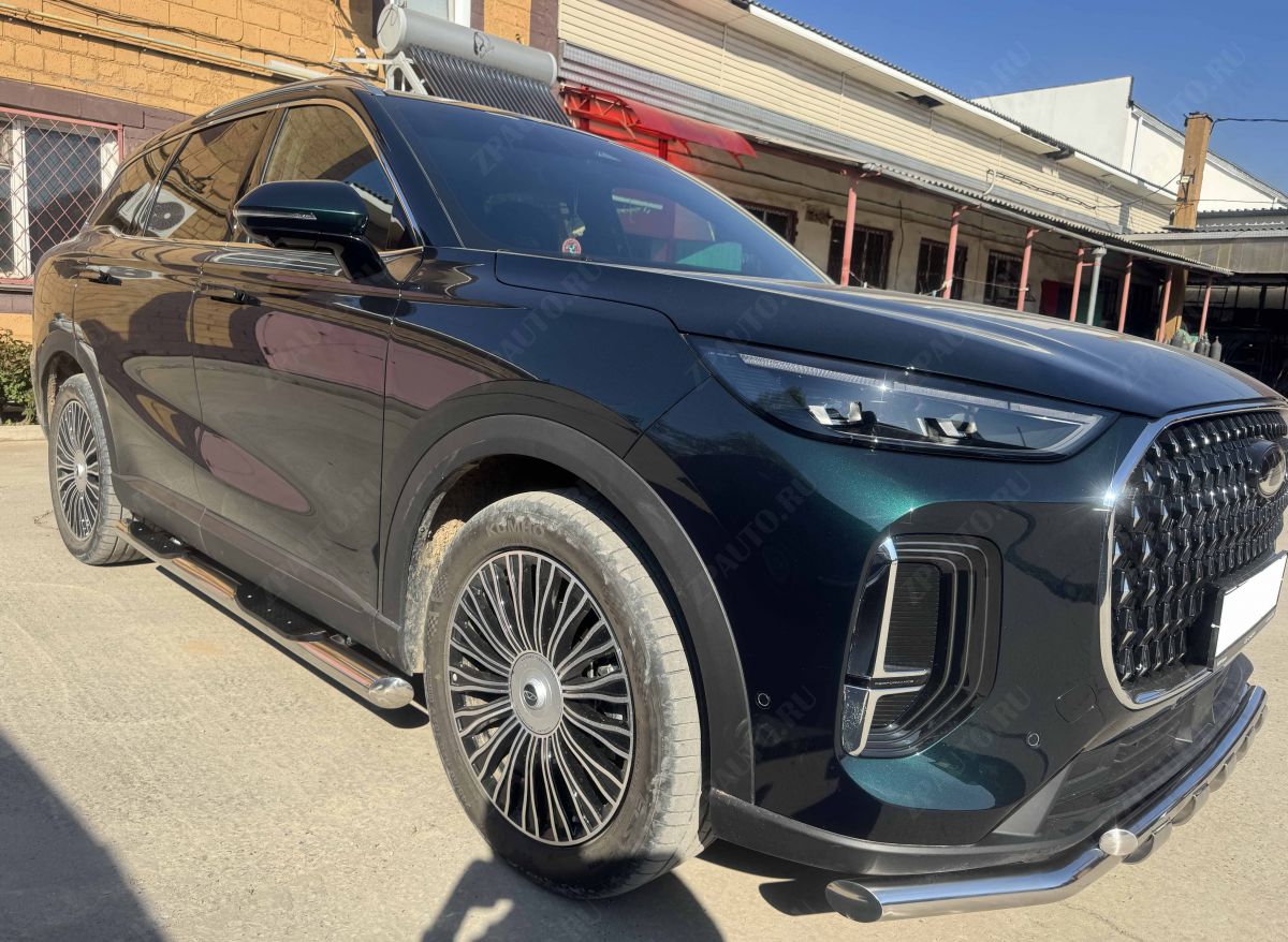 Пороги труба с проступью для автомобиля Chery Tiggo 9 2024 арт. CHTG.9.24.93