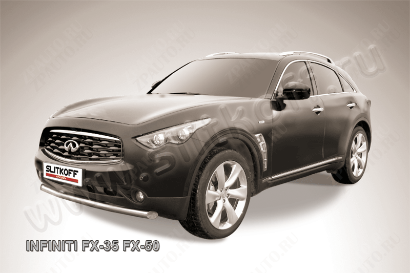 Защита переднего бампера d76 Infiniti FX-35 FX-50 (2008-2012) Black Edition, Slitkoff, арт. IN.FX004BE