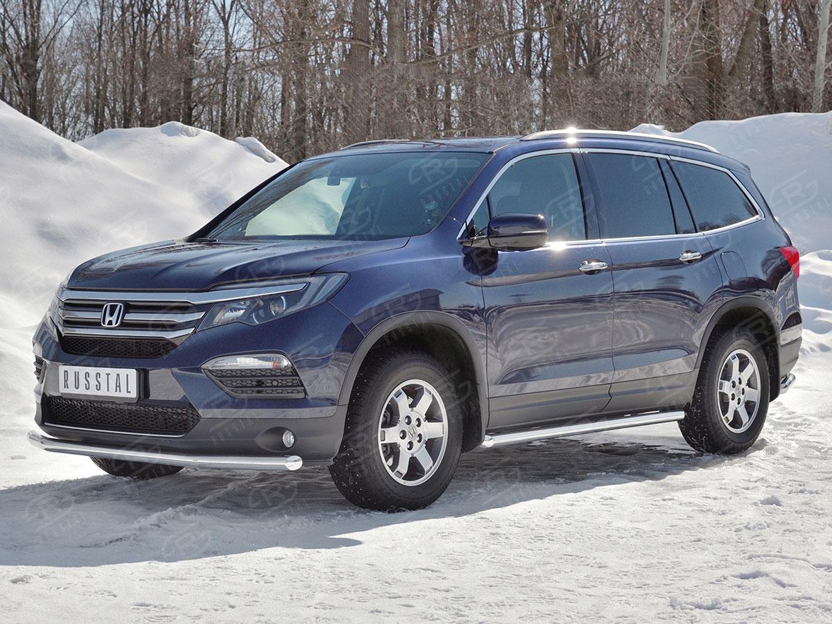 Защита переднего бампера d57 на Honda Pilot III 2015, Slitkoff HPZ-002918