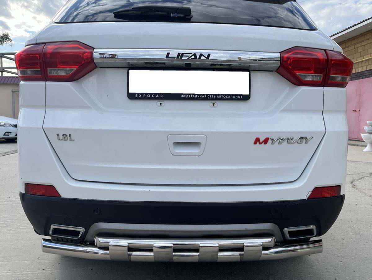 Защита заднего бампера двойная с перемычками для автомобиля LIFAN Myway 2017 арт. LMV.17.25