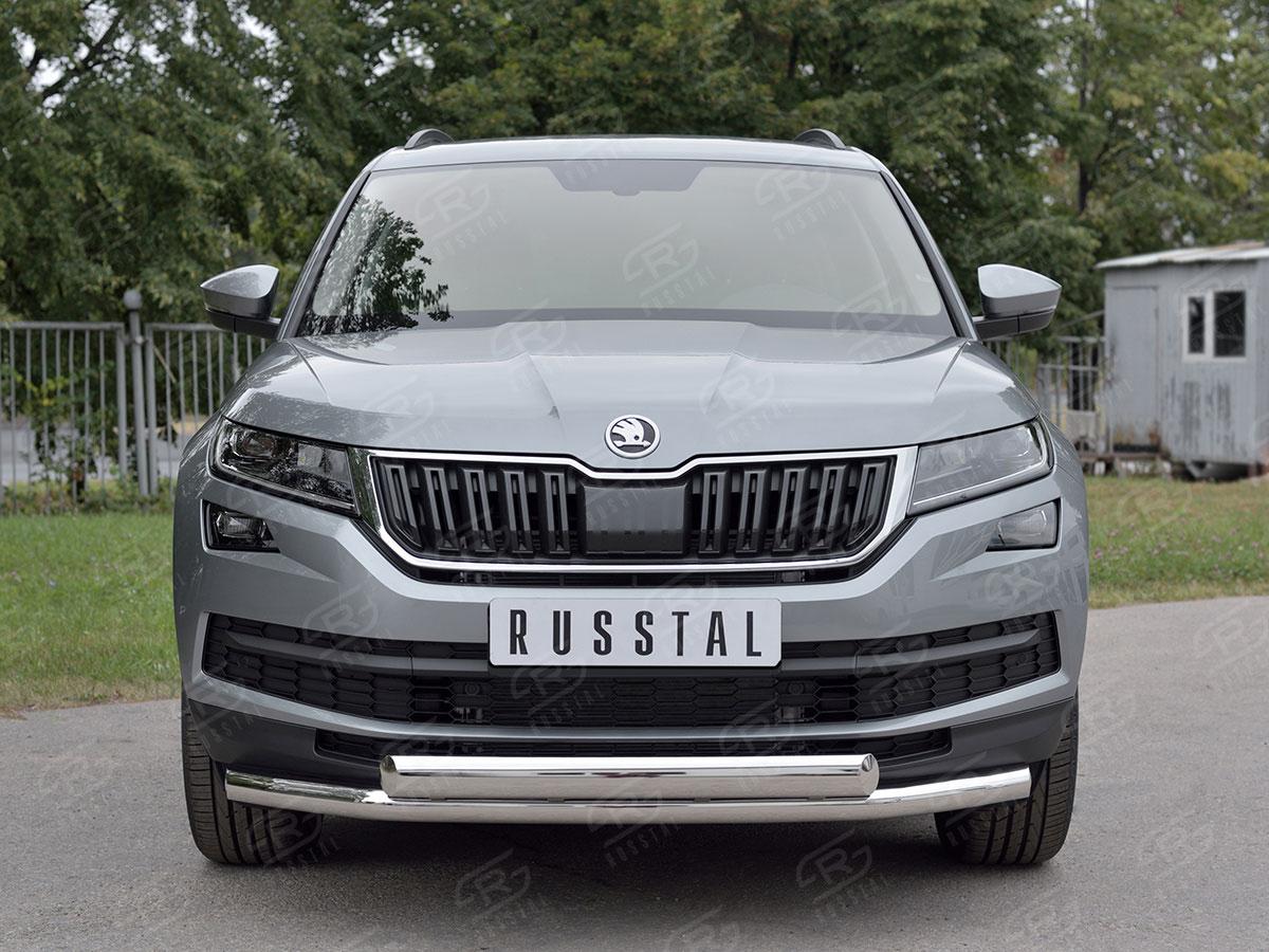 Защита переднего бампера d57/75х42 на Skoda Kodiaq, Slitkoff SKKZ-002769