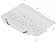 Защита алюминиевая Мотодор (Задний электромотор, Трубки охлаждения электромотора), 4 мм,  Voyah Dream  2021- арт. 348609