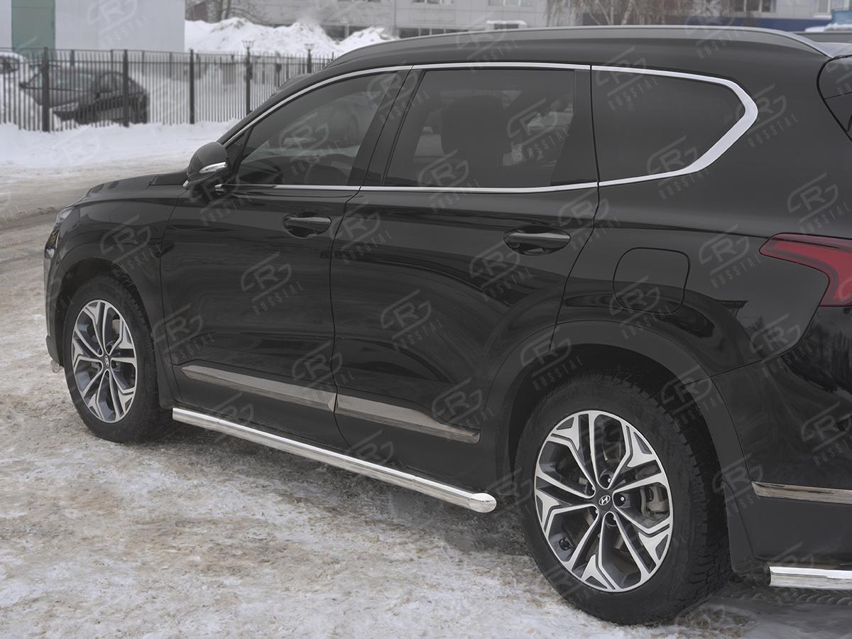 Пороги труба d57 секции (вариант 1) HSFT-003174 для автомобиля HYUNDAI SANTA FE 2018-, Slitkoff