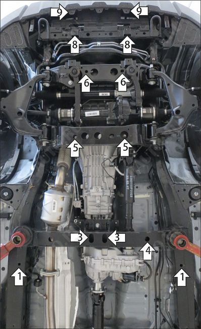 Защита стальная Мотодор (Радиатор, Двигатель, Коробка переключения передач, Раздаточная коробка), 2 мм,  для Jac T8Pro  2019- арт. 78303