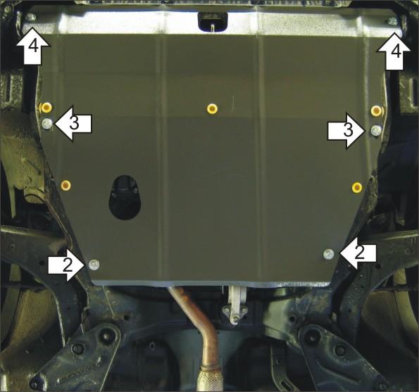 Защита стальная Мотодор (Двигатель, Коробка переключения передач), 2 мм, Сталь для KIA Cerato 2004-2006 арт. 01013
