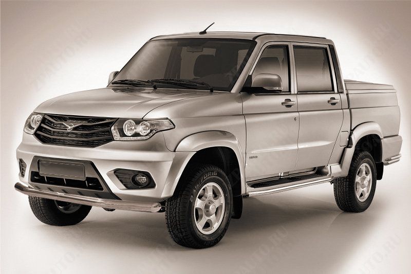 Защита переднего бампера d76 Uaz Pickup (2014-2023) , Slitkoff, арт. UPpic14-002