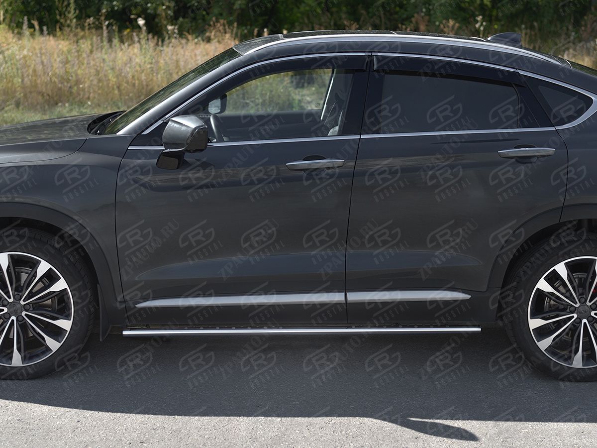 GEELY TUGELLA 2020- Пороги труба 75х42 овал с проступью GTGO-003946